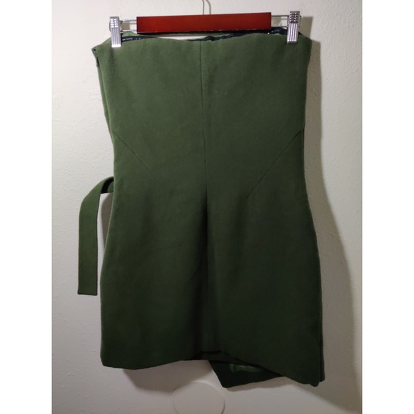 Kate Spade Saturday Green Wool Blend Strapless Mini Wrap Dress Women's Size 2 - Picture 7 of 11